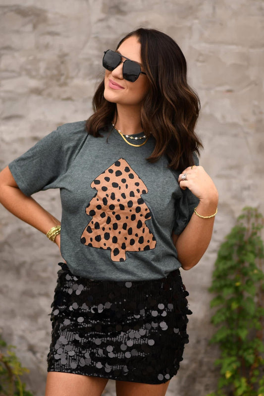 Leopard Christmas Tree tee